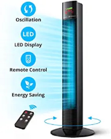 Oscillating Tower Fan with Remote