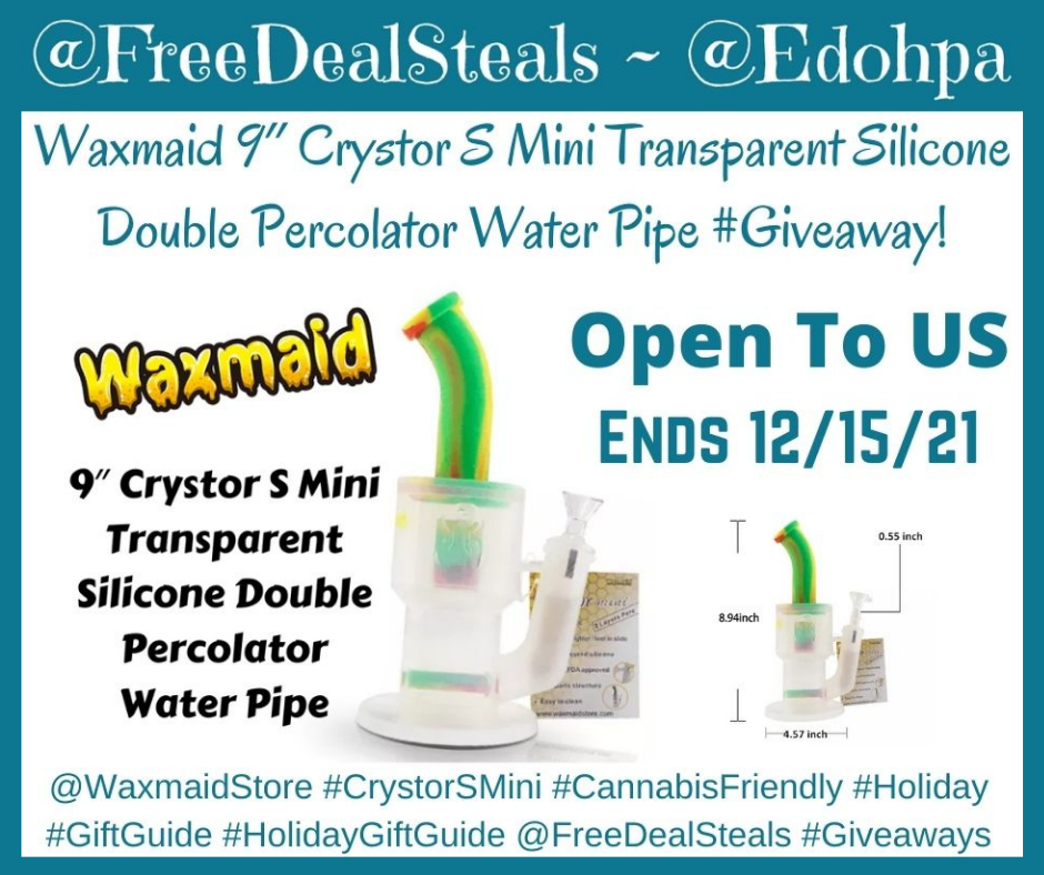 Waxmaid 9″ Crystor S Mini Transparent Silicone Double Percolator Water Pipe #Giveaway