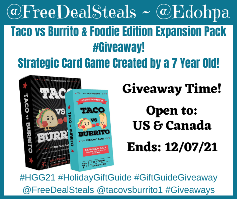 Taco vs Burrito Game W/ Foodie Edition Expansion Pack-1-US, CAN Ends 12/7 #HGG21 @FreeDealSteals @tacovsburrito1